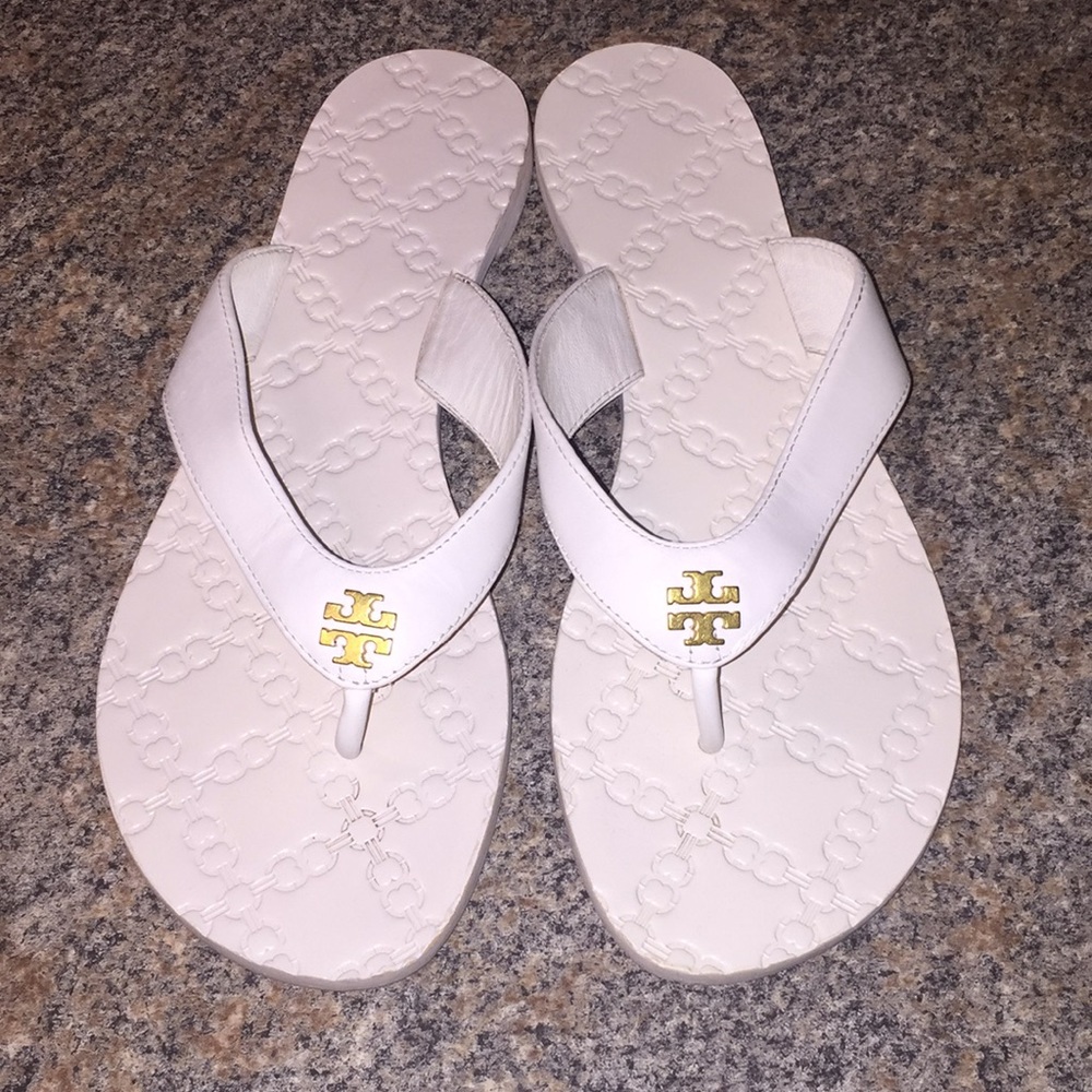 Tory Butch Monroe white leather sandals size 8